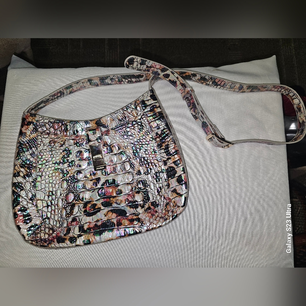 Brahmin Multi-Color Croc-Embossed Shoulder